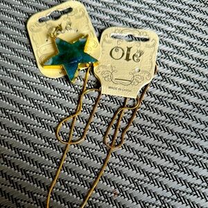 Gold and Green Agate Star charm with snake chain….